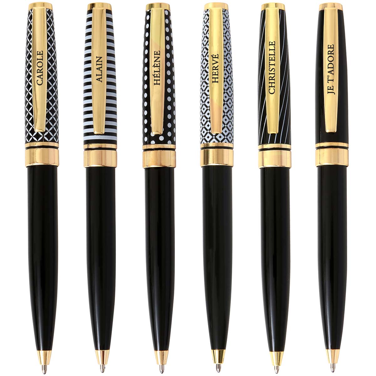 Bolígrafo inicial personalizado en negro y dorado