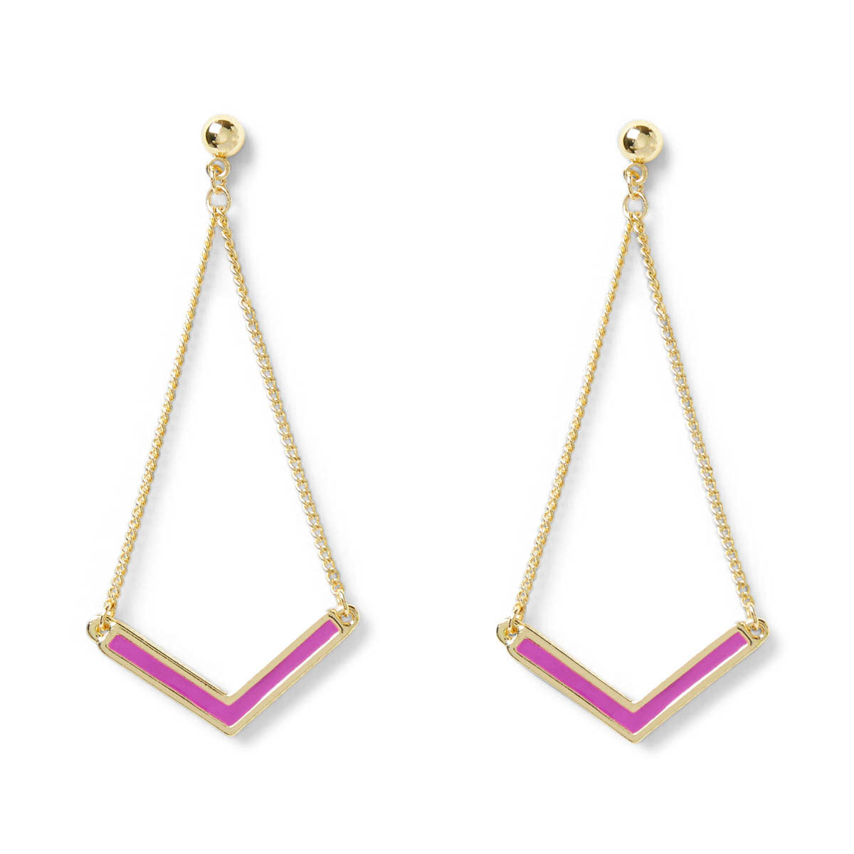 Boucles d'oreilles V émail fuchsia