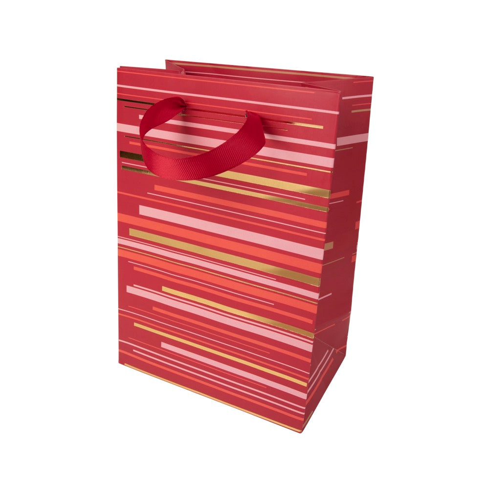 Sac cadeau petit format rayures rouges