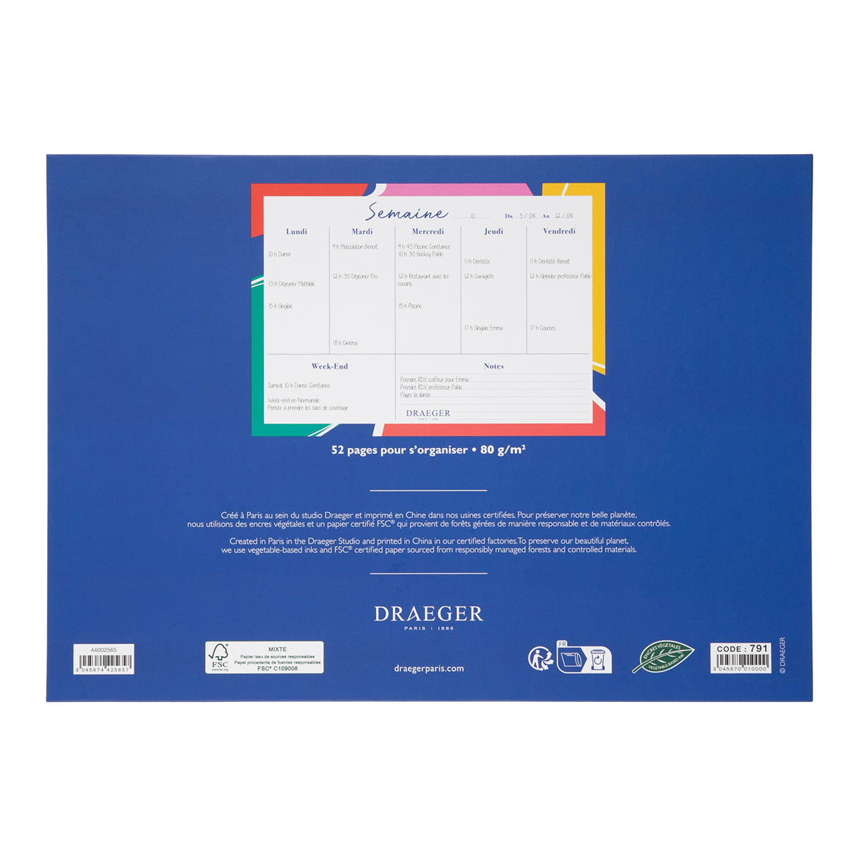 Semainier perpétuel - 52 feuilles détachables