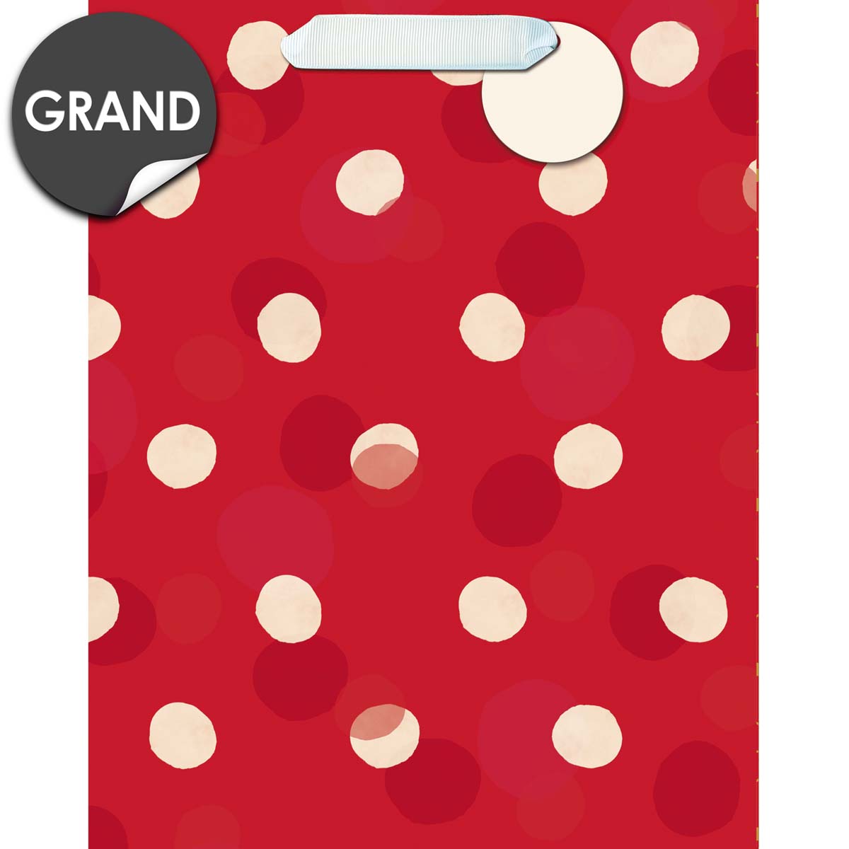 Sac cadeau grand format Pois blanc sur rouge