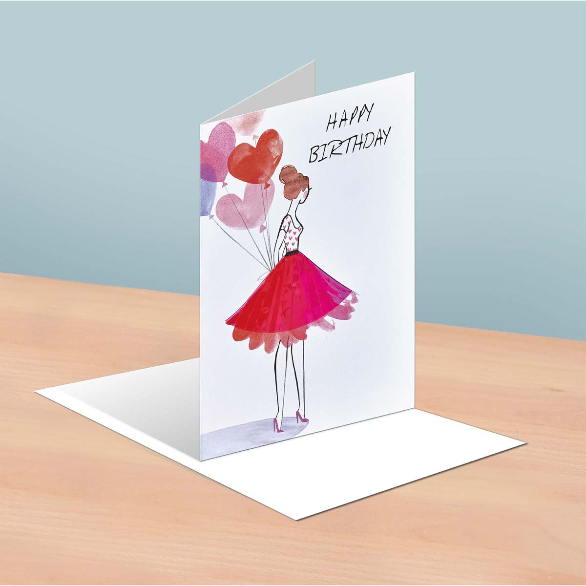 Carte anniversaire Femme jupe en plexi rose