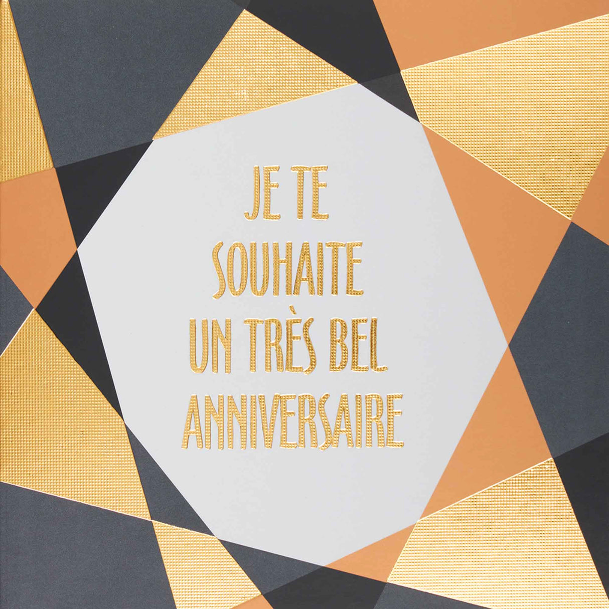 Carte Très bel anniversaire lettres or - 14,5 x 14,5 cm