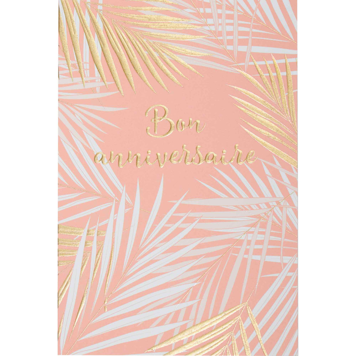 Carte Bon anniversaire rose pastel et or