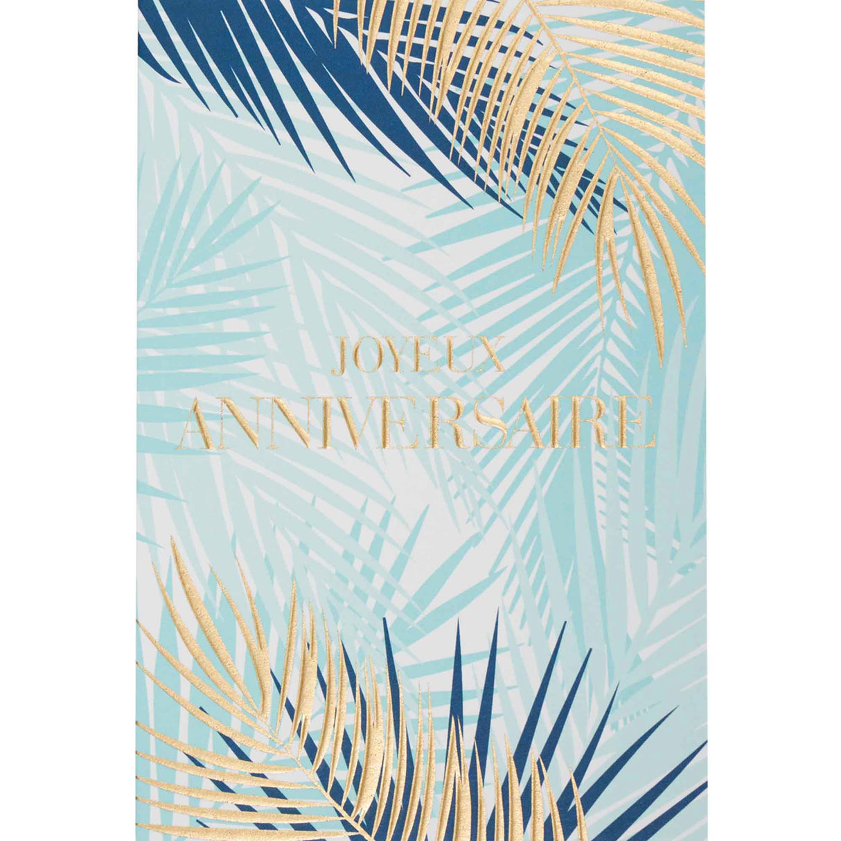 Carte Joyeux anniversaire bleu pastel et or