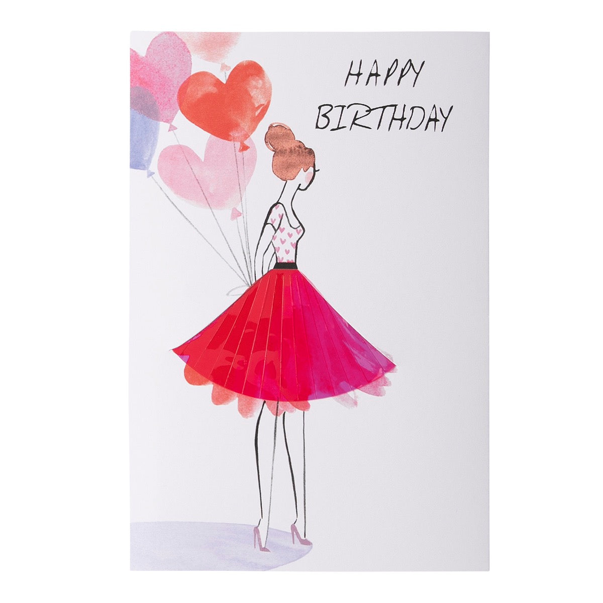 Carte anniversaire Femme jupe en plexi rose