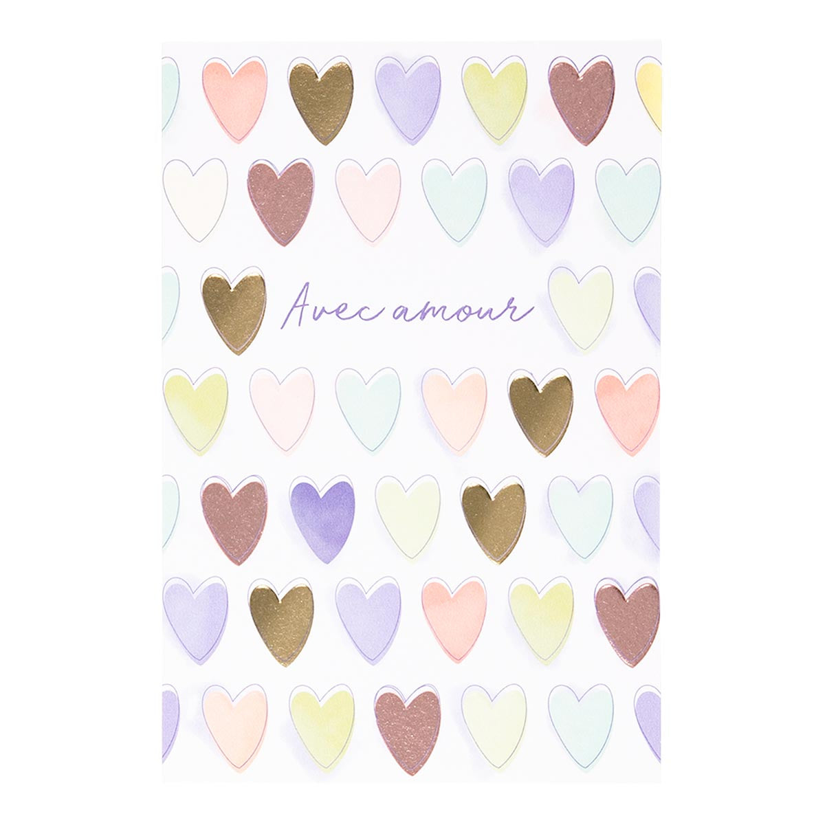 Carte cœurs multicolores