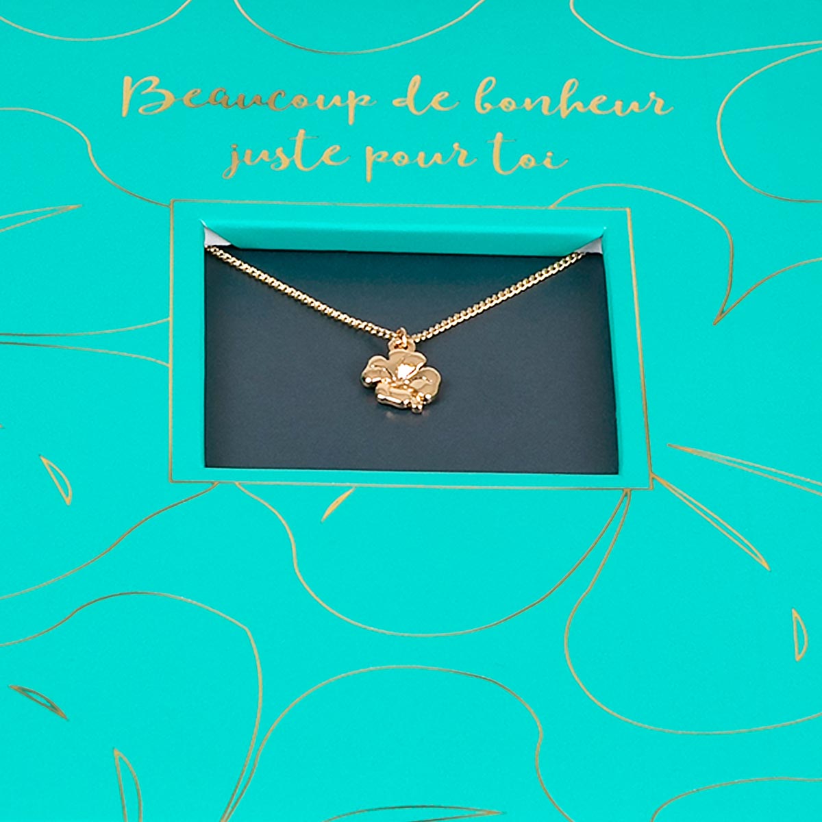 Carte bijou - Collier trèfle à 4 feuilles