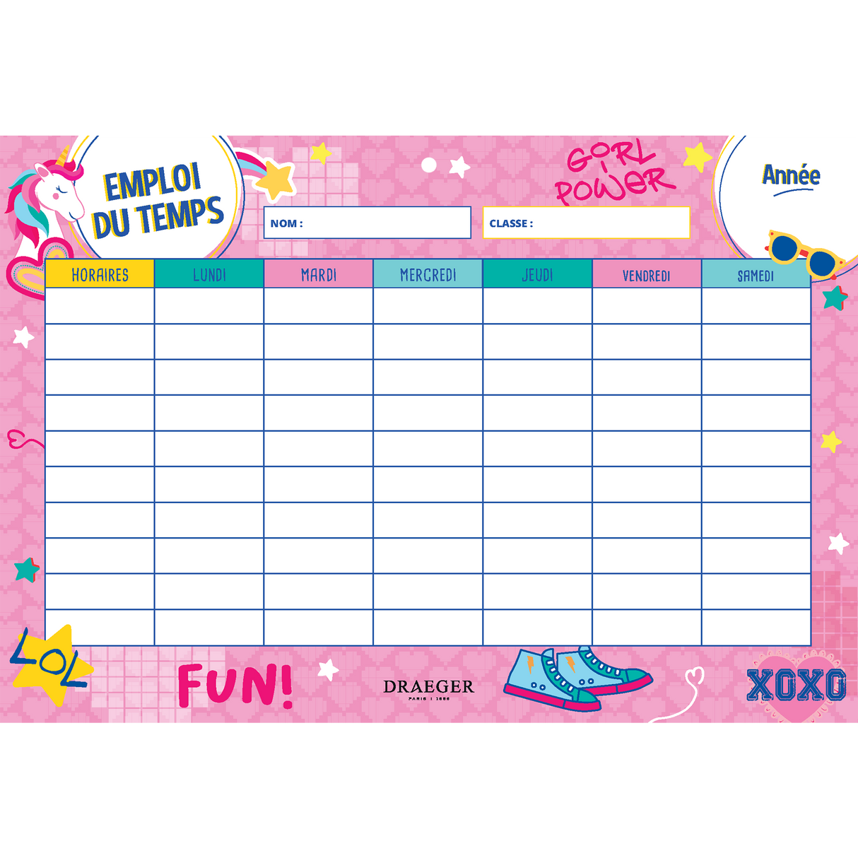 Emploi du temps scolaire 2024-2025 à thème - 19x13 cm