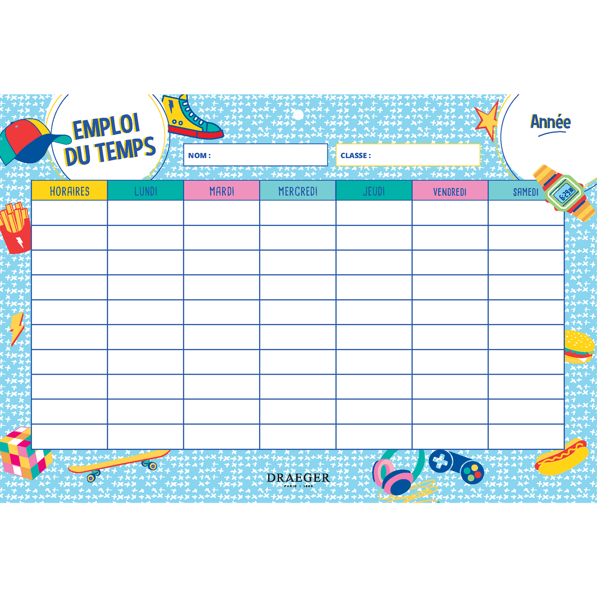 Emploi du temps scolaire 2024-2025 à thème - 19x13 cm
