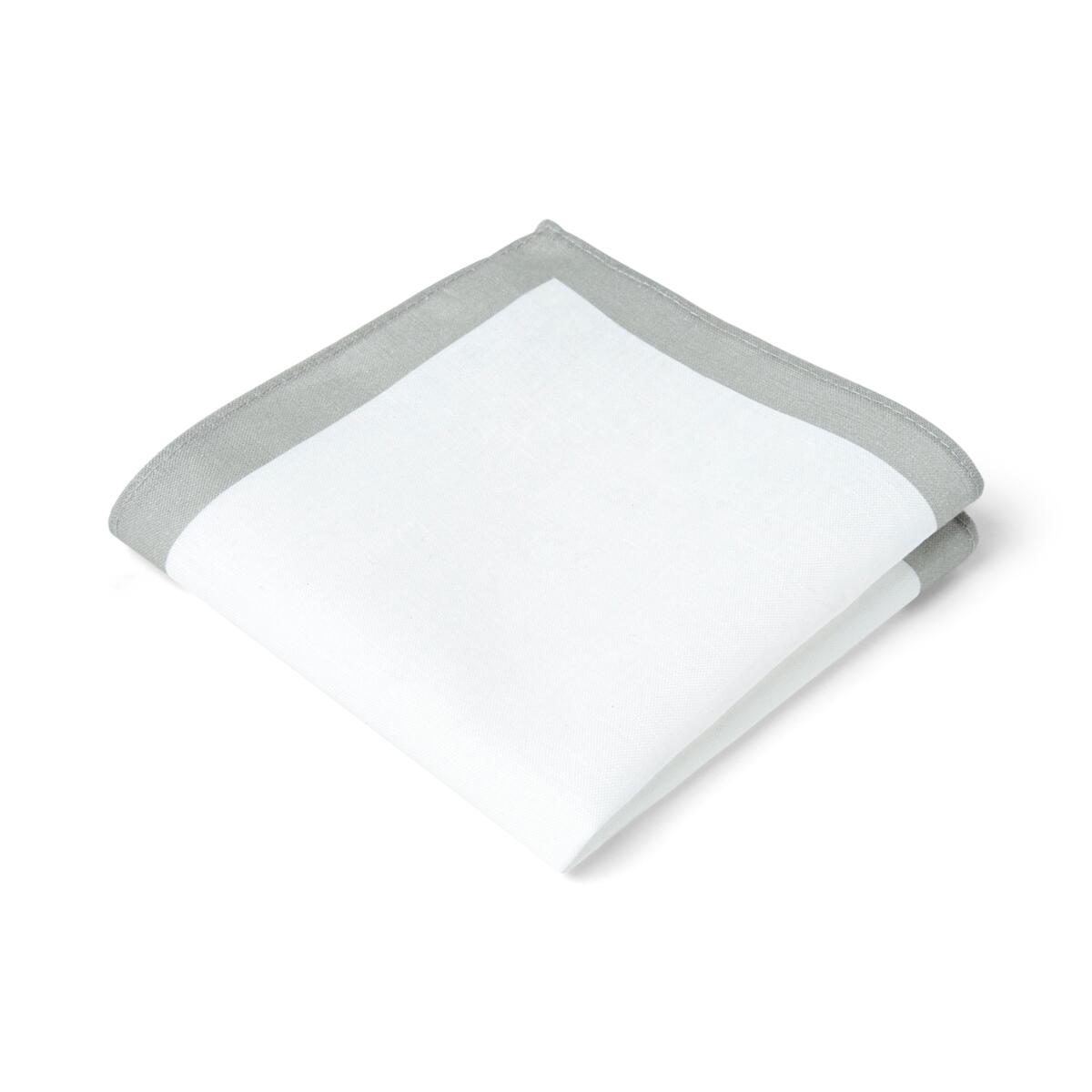 Pochette de costume en lin Blanc et gris 2