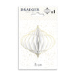 Boule en papier Blanche - Nid d'abeille - Finitions paillettes dorées - Décoration Noël - 8x14 cm