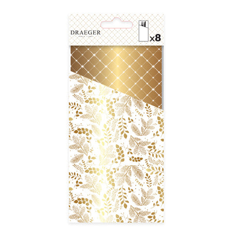 8 range couverts  en papier - Blanc et or - 10x20 cm