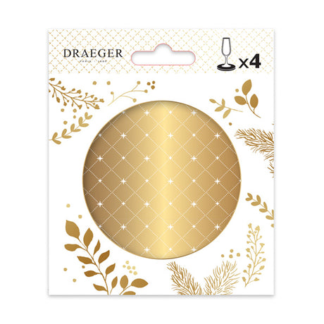 4 dessous de verre en papier - Blanc et or - Spécial Réveillon