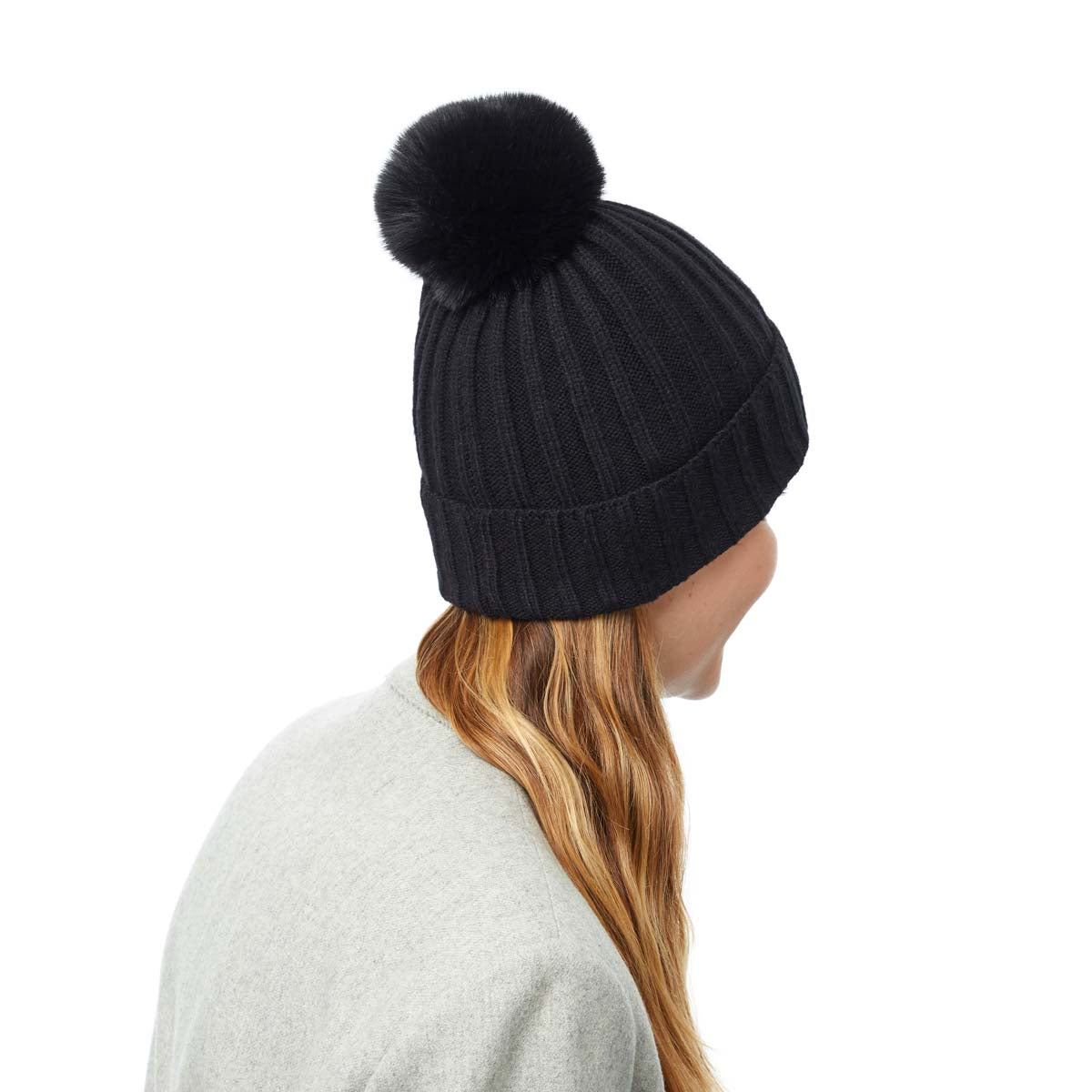 Gorro de canalé liso con pompón - 3 colores - Unisex - Talla única - algodón 