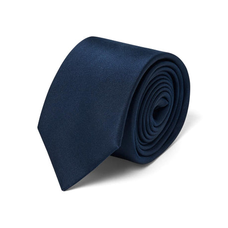 Cravate satin en soie Bleu marine / 7.5 cm 1