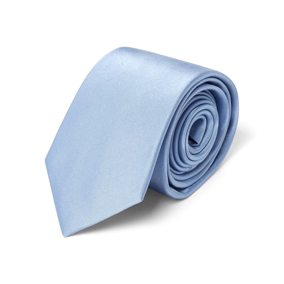 Cravate satin en soie Bleu clair / 7.5 cm 1