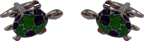 Boutons de manchettes - Tortue de mer - Vert et Violet - Homme