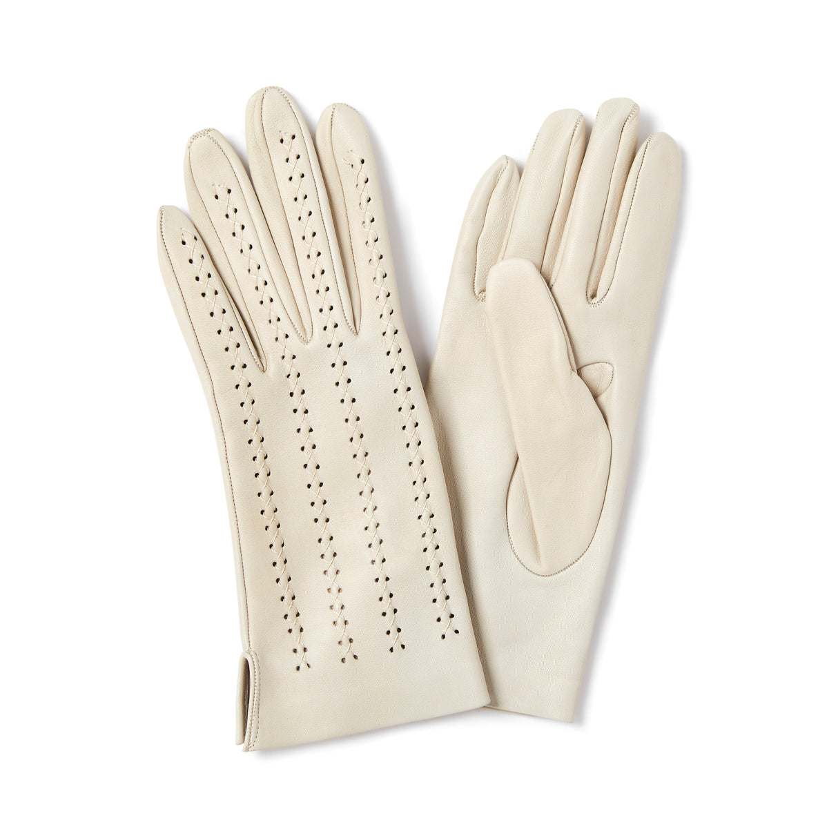 Gants femme en cuir à lacets - beige