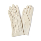 Gants femme en cuir à lacets - beige