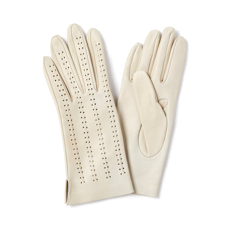 Gants femme en cuir à lacets - beige