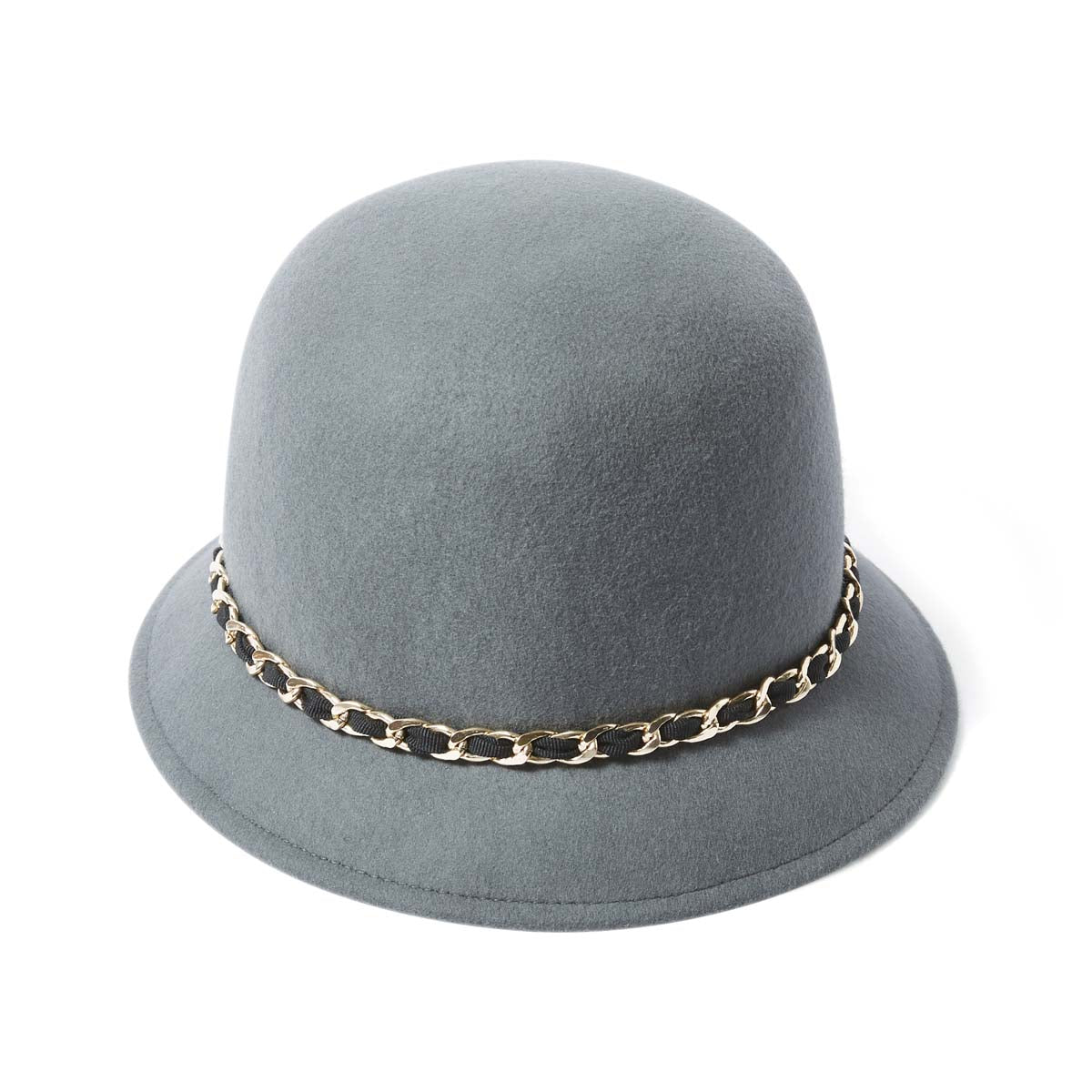 Chapeau cloche détail chaîne entrelacée - gris