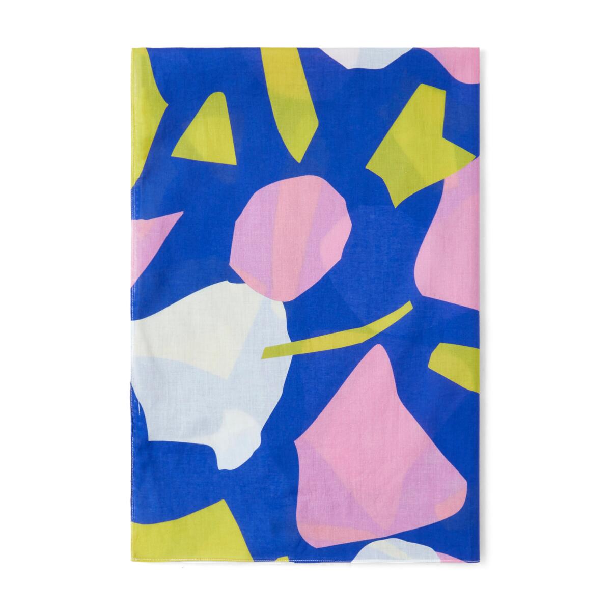 Estola de formas abstractas - azul amarillo rosa
