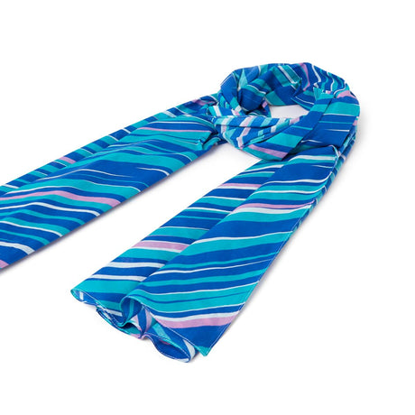 Estola de algodón con estampado de rayas - Azul