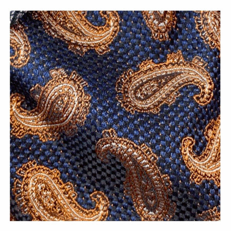 Cravate coton à motifs Marine orange paisley / 7 cm 1