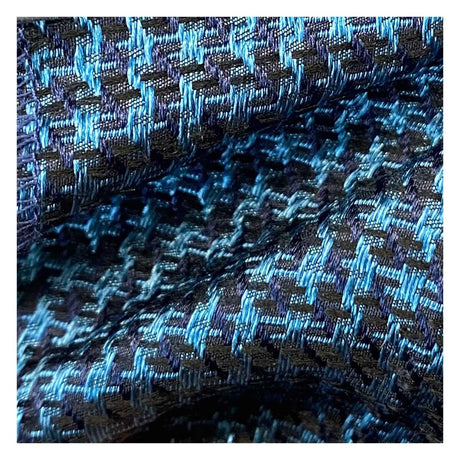 Cravate soie à motif Turquoise pied de poule 1