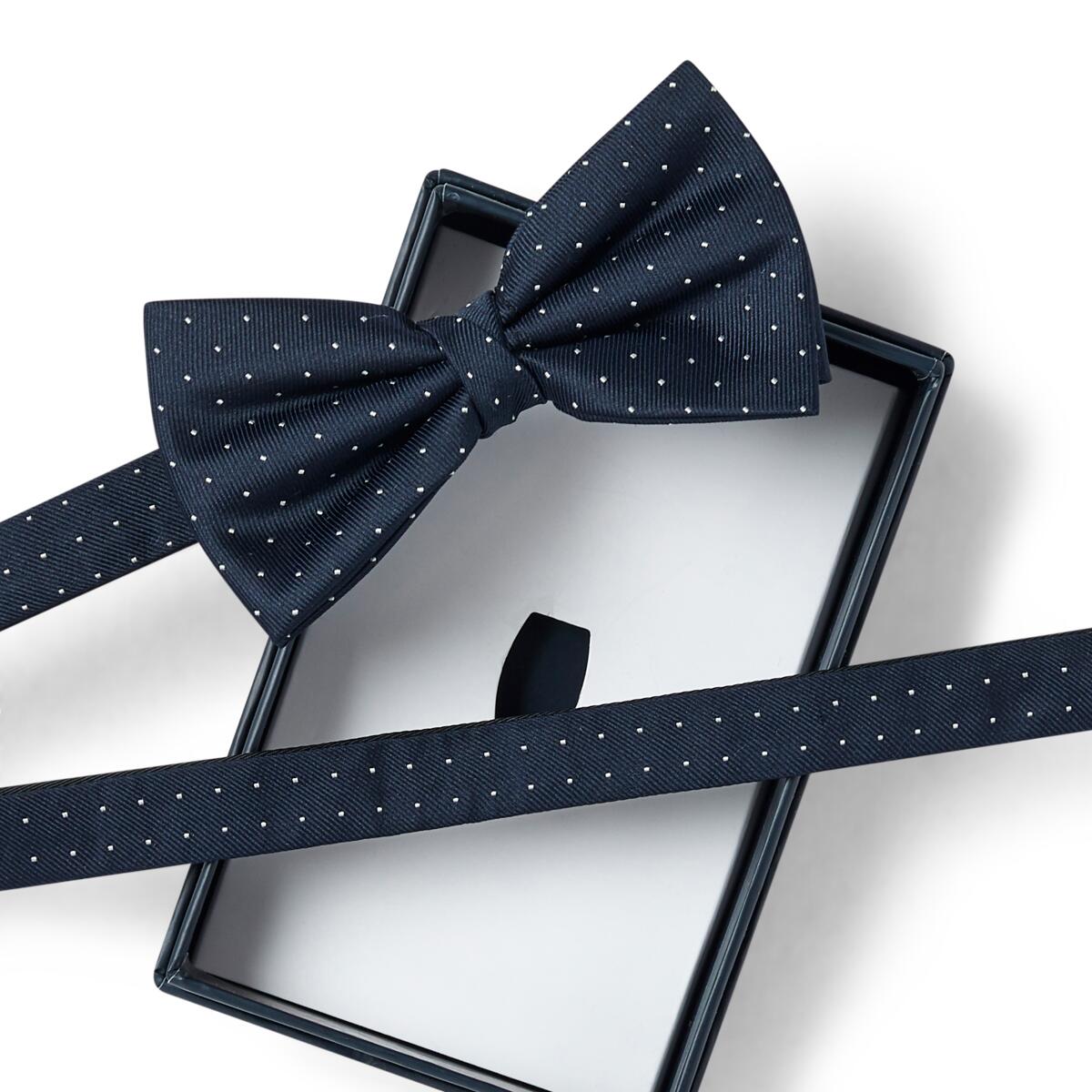 Nœud papillon à motif Bleu marine à pois 2