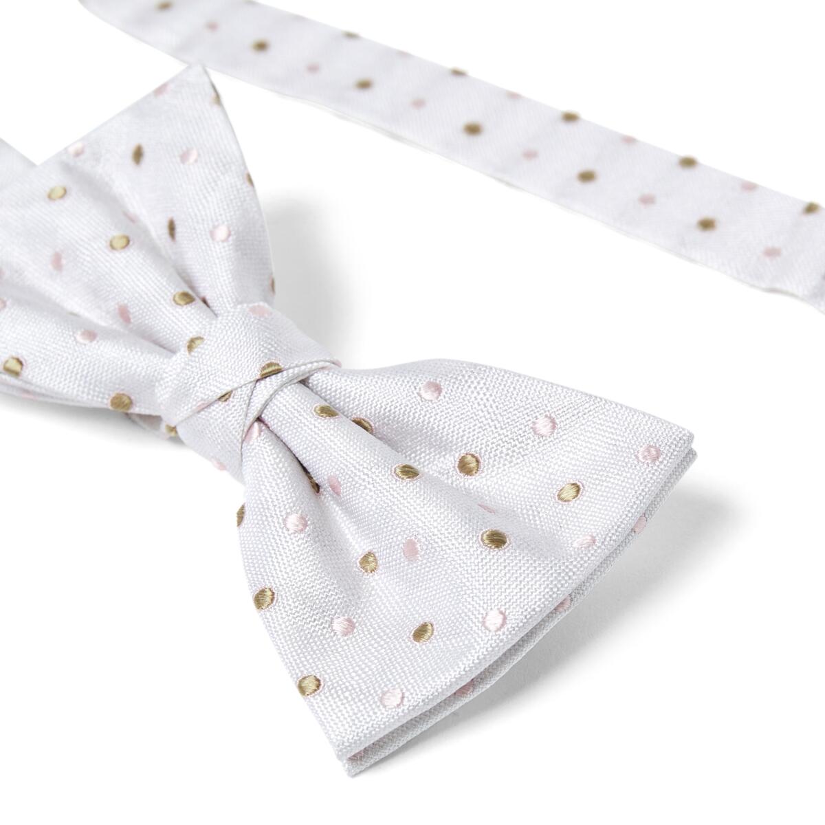 Nœud papillon à motif Blanc à pois 3