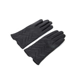 Gants surpiqués en cuir - Noir - Femme
