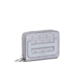 Porte-monnaie zippé en cuir Gris 1