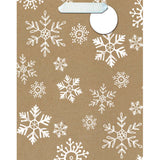 Bolsa de regalo grande con copos de nieve blancos.