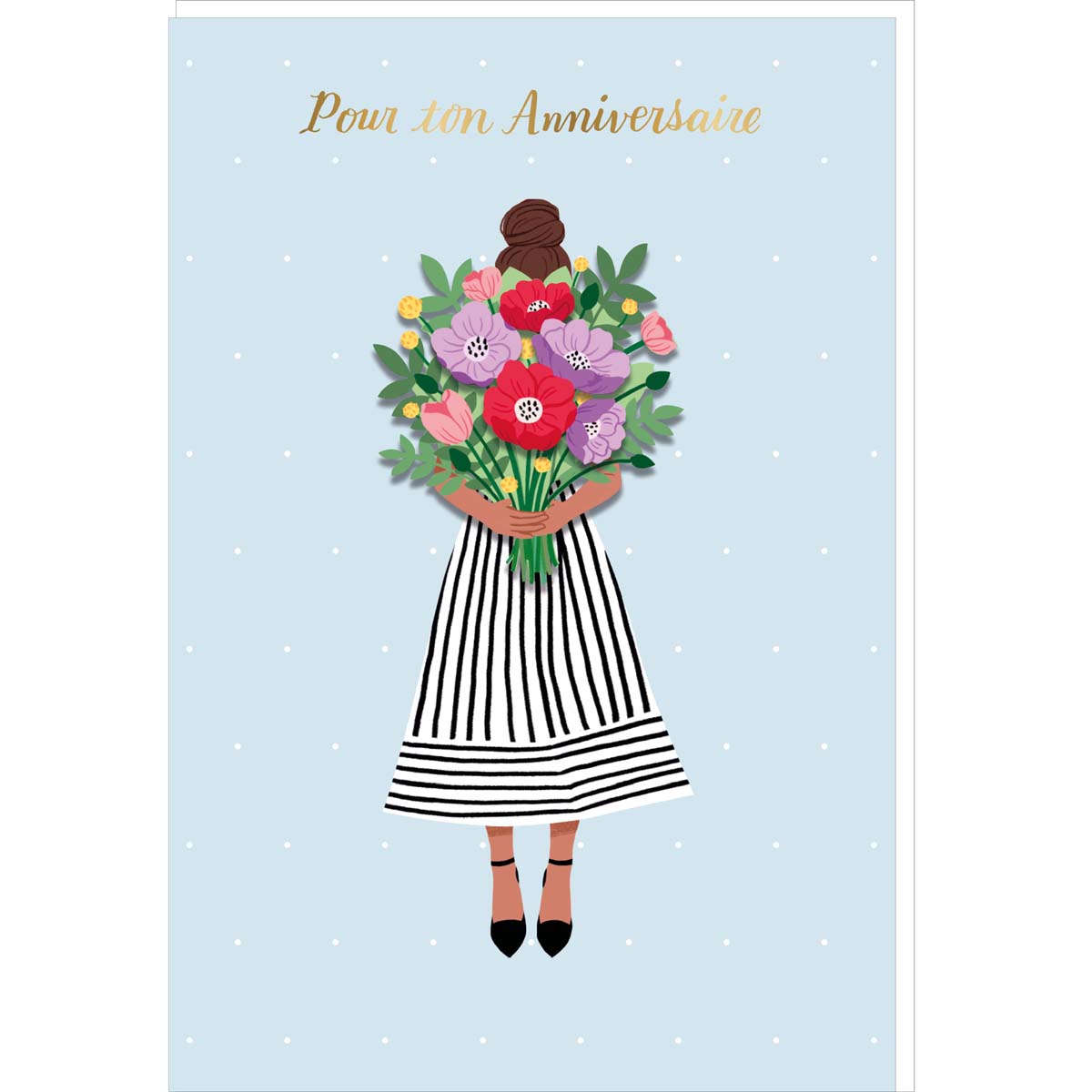 Tarjeta de cumpleaños de mujer con ramo de firma - 11,5 x 17 cm