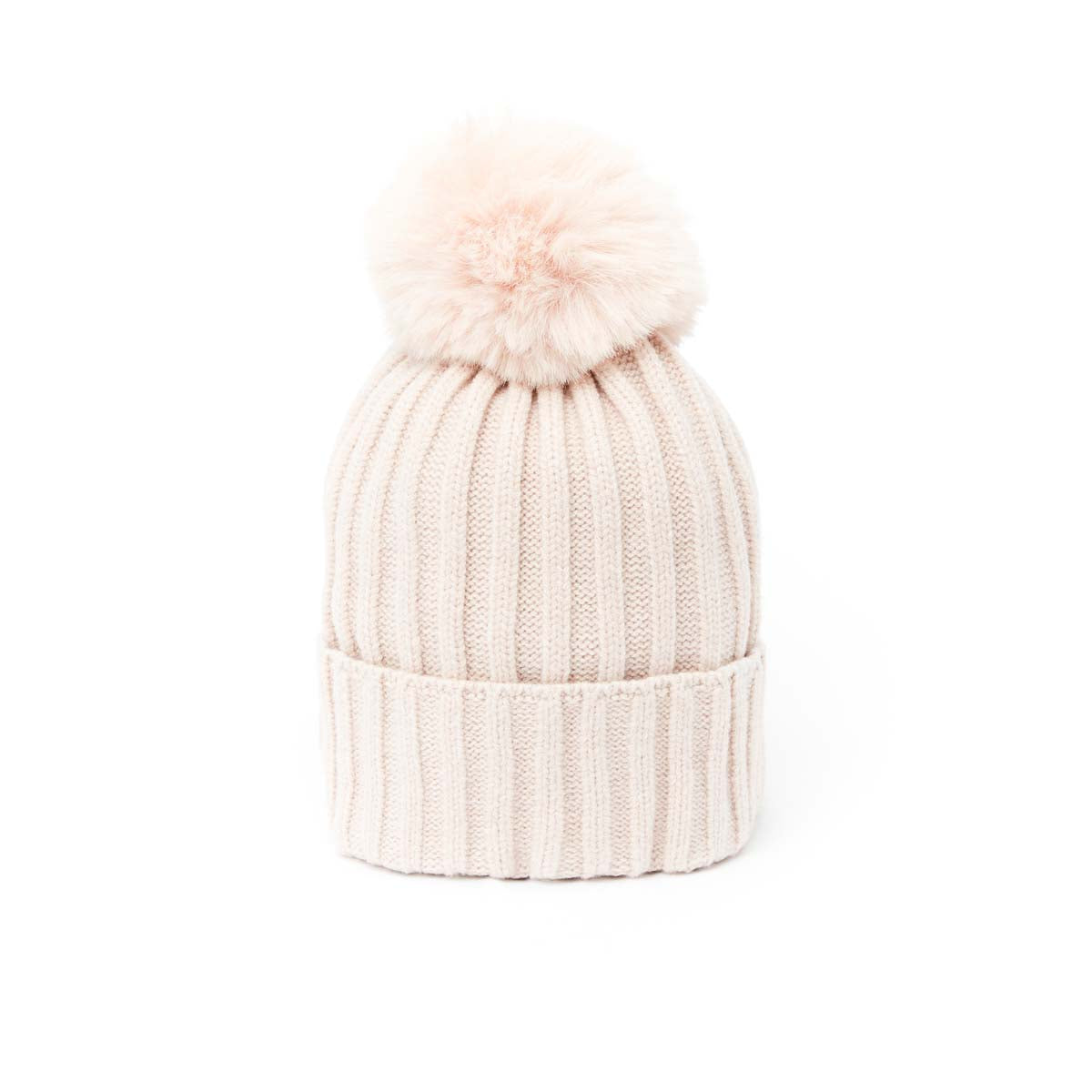 Gorro de canalé liso con pompón - 3 colores - Unisex - Talla única - algodón 