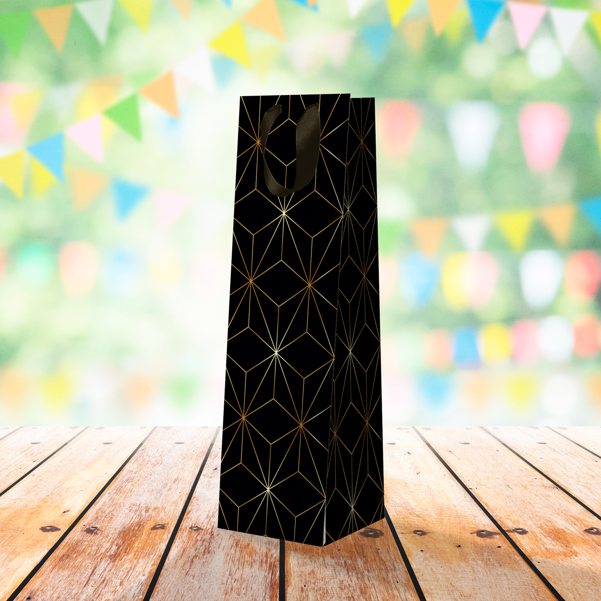 Bolsa para botellas de vino - Negro y dorado