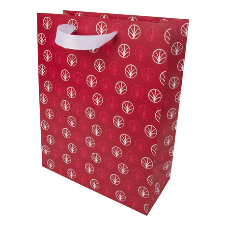 Sac cadeau noël grand format Rouge feuilles 2