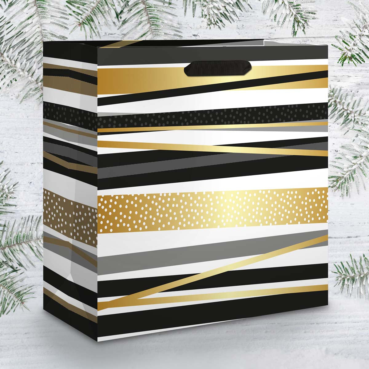 Bolsa de regalo de rayas XXL - Blanco y negro