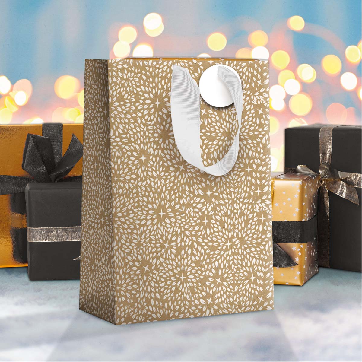 Bolsa de Regalo Kraft Nieve - Formato Grande