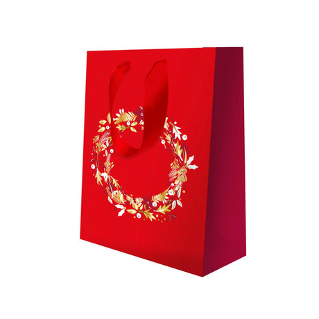 Sac cadeau petit format noël Rouge couronne 2