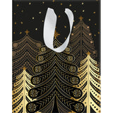 Sac cadeau noël grand format Noir sapins 1