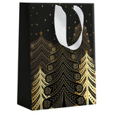 Sac cadeau noël grand format Noir sapins 2