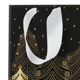 Sac cadeau noël grand format Noir sapins 4