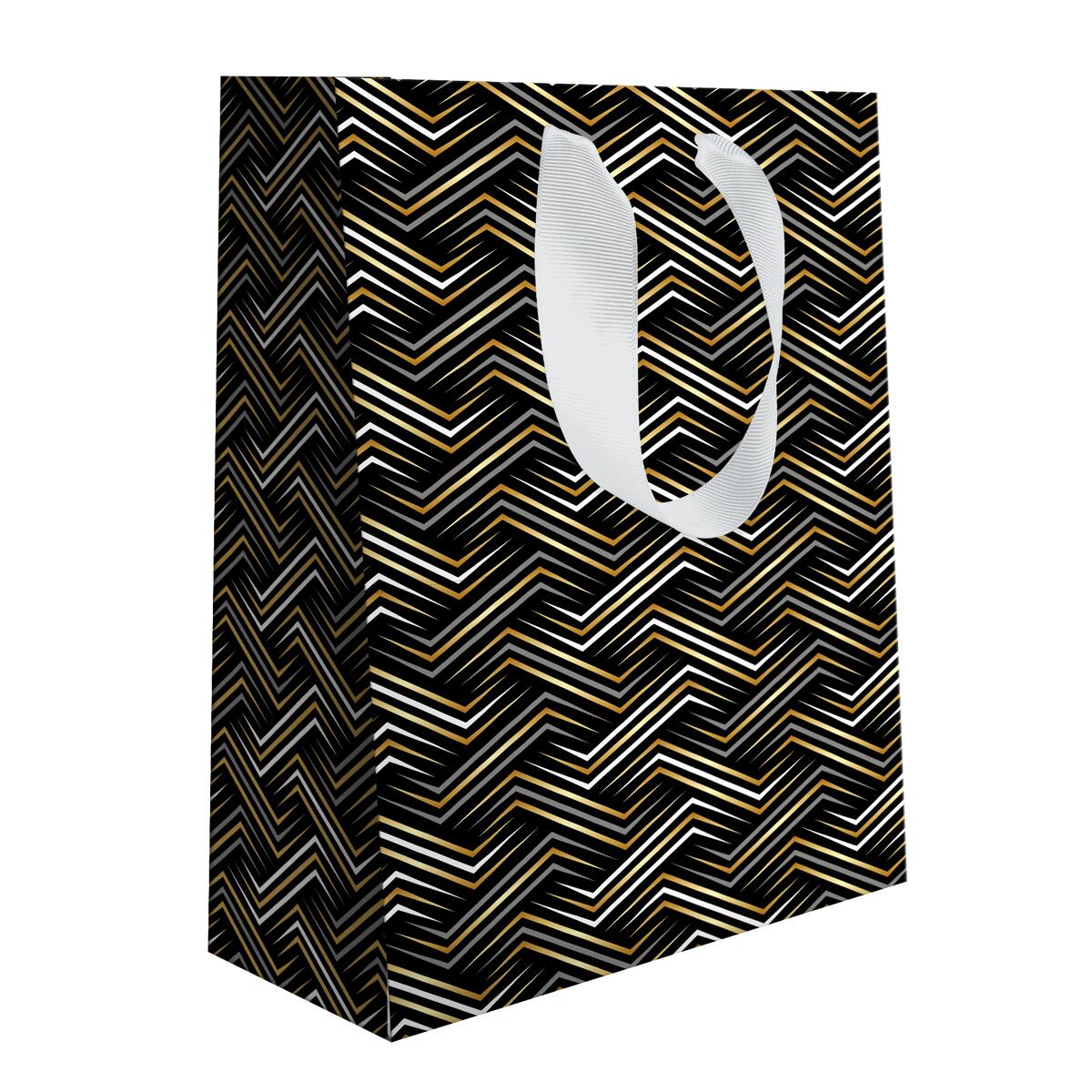 Sac cadeau petit format noël Noir rayures 2