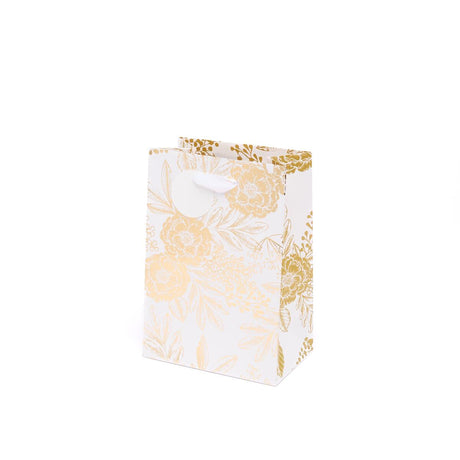 Sac cadeau petit format noël Blanc roses dorées 2