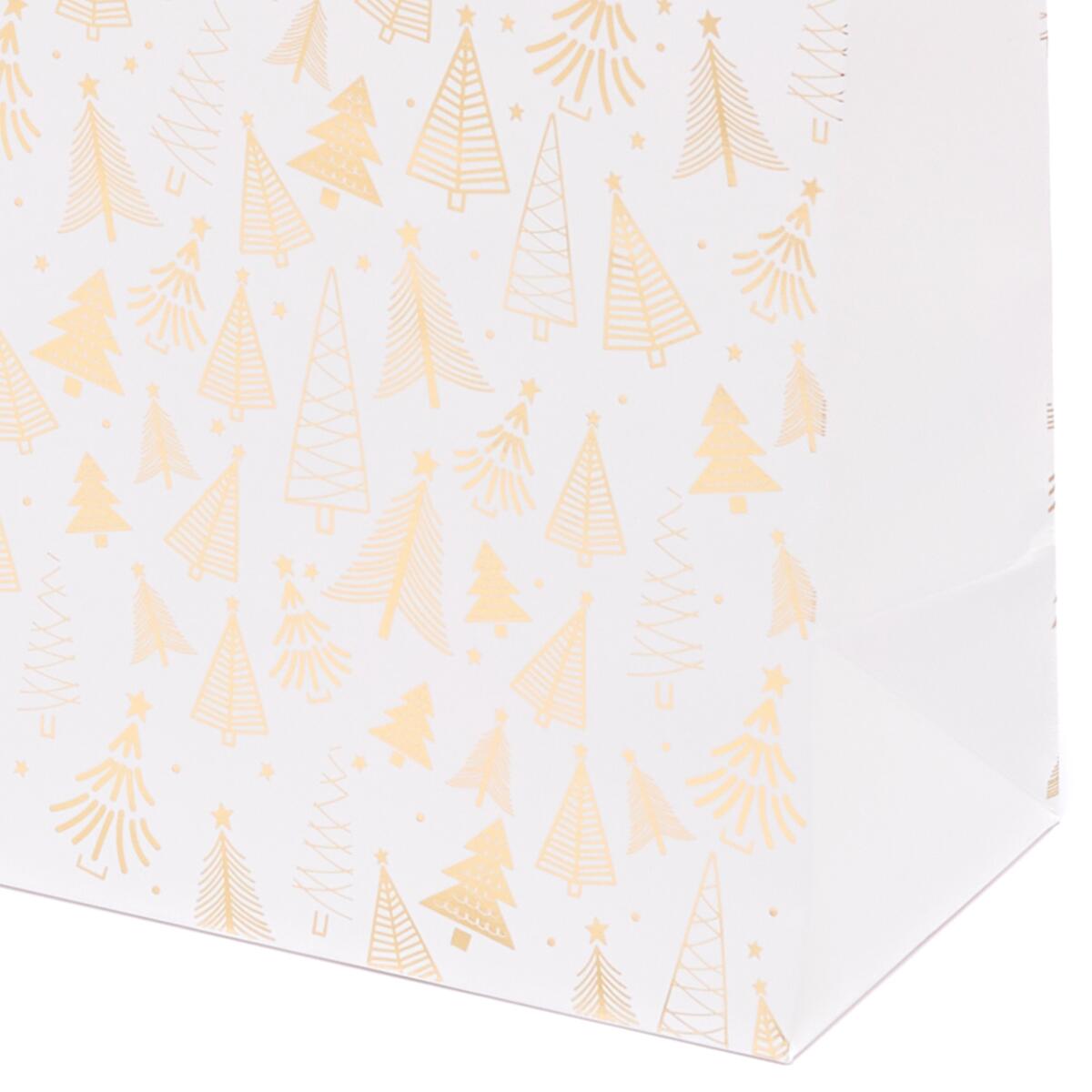 Sac cadeau petit format noël Blanc sapins 3