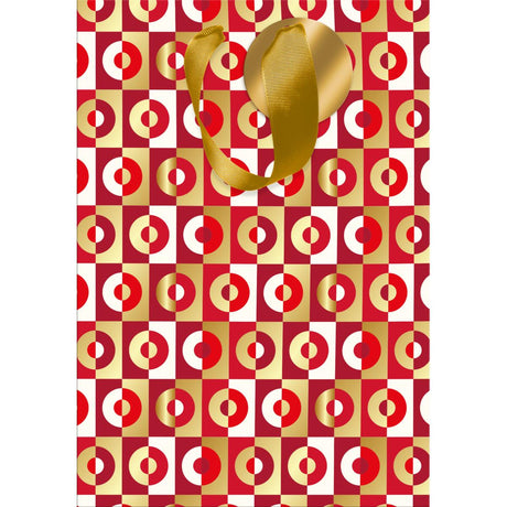 Sac cadeau petit format noël Géométrique Rouge & Or 1