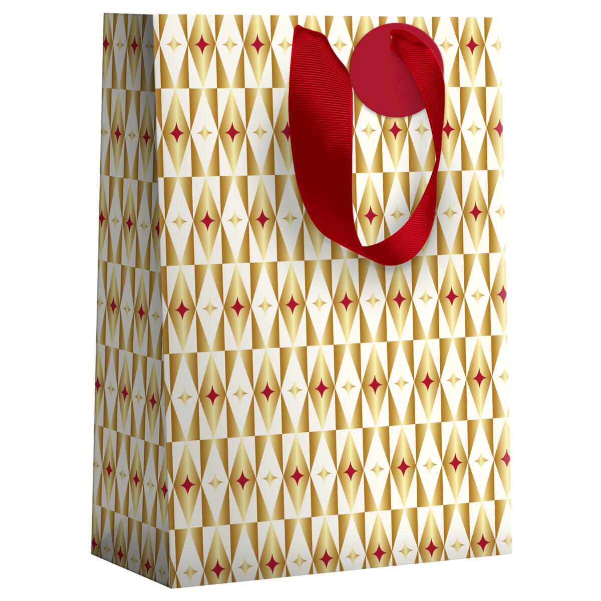 Sac cadeau noël grand format Géométrique Or 2